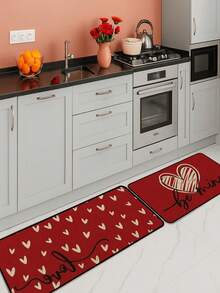 1pc Valentine's Day Theme Carpet, Minimalist Design, Velvet Carpet, Soft & Skin-Friendly, Indoor Doormat, Kitchen Rug, Bathroom Mat, Small Rug, Holiday Decor Carpet, Washable - Multicolor - View 2