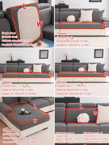 1pc Plush Jacquard Anti-Slip Sofa Seat Cushion Cover, Soft & Skin-Friendly, Pet-Friendly, Dirt-Resistant, Elastic Sofa Slipcover, Suitable For L-Shaped Combination Sofa And 1/2/3/4 Seater Sofa (Sold Individually), Suitable For All Seasons - Dark Grey - View 4
