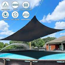 90% de sombra rectangular, malla de sombra rectangular transpirable, adecuada para colgar en garaje balcón, patio trasero, piscina, césped, otras áreas de actividad al aire libre, 12 agujas, tamaño grande - Negro - Ver 1