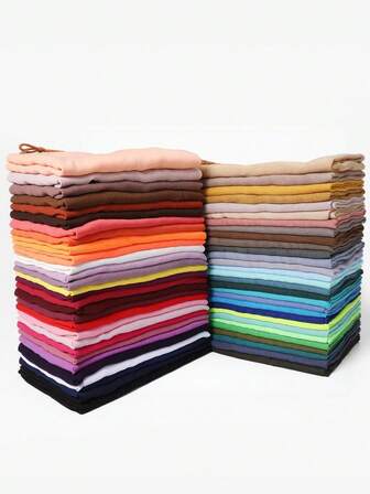 1条180*85厘米女士纯色透气柔软头巾，巴厘岛纱布亚麻轻薄围巾，柔软披肩式头巾