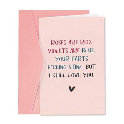 1pc Funny Valentines Day Card For Him Her, Sarcastic Anniversary Card For Partner, Rude Valentines Day Card For Husband, Boyfriend, Wife Or Girlfriend
