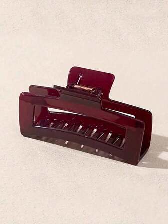 1pc Versatile Burgundy Rectangular Hair Claw Hair Accessory - Suitable For Daily, Commute, Holidays, And Best Gift