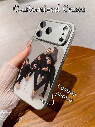 1 Stück personalisierter Familien-Porträt-Foto Hartglas Luxus Mode Großes Fenster Handyhülle, stoßfest, matte Oberfläche, Linsenschutz, kompatibel mit iPhone 17/17Pro/17ProMax/17Air/16/16Pro/16ProMax/16Plus/15/15Plus/15Pro/15ProMax/14/14Plus/14Pro/14ProMax/13/13Pro/13ProMax/12/11