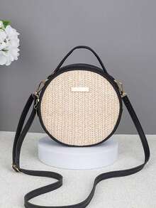 Women's Handbag, 2025 Winter New Korean Style Cute Simple Woven Round Bag, Casual Shoulder Crossbody Bag - Brown - View 8