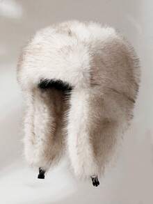 1pc Women's New Faux Fur Ombre Reversible Trapper Hat, Thick Warm Ear Protection Fluffy Outdoor Cycling Cap, Winter Ski Hat, Fashion Versatile - A - View 9