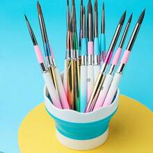 1pc INS Style Foldable Brush Holder, A Portable Collapsible Water Cup Designed For Art Lovers. With Leak-Proof Design, It Can Effectively Prevent Paint Leakage Whether Sketching Outdoors Or In The Classroom. - Multicolor - View 3