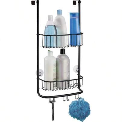 YA-InterDesign Forma Estantería de baño para Colgar pequeño Estante de Ducha de Metal repisa de baño Negro Mate195