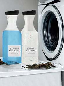 1 Pack 1500ml Capacity Detergent Dispenser Bottle, Cold Water Bottle, Outdoor Juice Bottle, Transparent Plastic Bottle, PET Bottle, Laundry Liquid Bottle, 1500ml Black Sealed Cap Juice Can - Clear - View 3