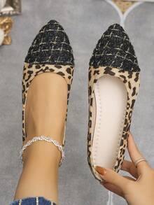 杏底棕豹紋拼黑金格