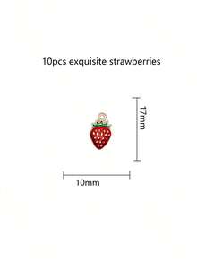 每包包含10件水果饰品，包括樱桃、菠萝、香蕉、油滴、合金首饰、小吊坠、DIY手链、项链、耳环和包包挂件。 - 彩色 - 查看 18