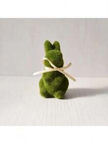 1pc Easter Green Foam Flocked Realistic 3D Moss Rabbit Decor, Garden Ornament - Green - View 7