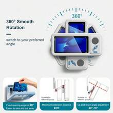 Bathroom Shower Waterproof Phone Holder Bluetooth Speaker 360°Rotation Touch Screen Mobile Phone Box Watch Movie Listening Music - 黑色 - 查看 5