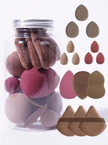 14pcs Makeup Sponge Set With Storage Case, Soft Makeup Sponge Suitable For Foundation, Powder, Finger Makeup Sponge 2-In-1 Dry & Wet,Giveaways,Travel,Cheap Stuff,Travel Essential - Multicolor - View 12