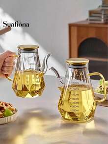 1pc Oil Pump Series - 500ml, 700ml, 900ml Crystal Glass Material, Angle Controlled Pump Head, Comfortable Handle (No PVC, Machine Washable) - Suitable For Storing Edible Oil, Essential For Kitchen, Modern Kitchen Supplies, Durable Glass Material (EPE Foam And Kraft Paper Packaging) - Multicolor - View 3