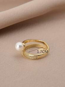 1枚18K镀金天然珍珠及立方氧化锆蛇形可调节戒指，女士款 - 蛇形 - 查看 4