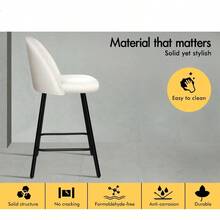 Bar Stools 2PCS Kitchen Barstools With Backrest 66cm Seat Height Counter Stool Dining Chair With Footrest For Home Bar Dining Room Velet White - ArcoWhite - View 8