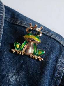 1 pieza Broche de rana esmaltado colorido y único, accesorio de joyería de nicho de lujo, insignia de solapa con diseño de anfibio - Multicolor - Ver 10