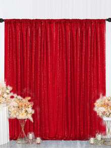 2pcs Red Sequin Curtain, Party Backdrop Decor, Birthday Party Supplies, Backdrop Banner, Reusable For Home Decor, Wedding, Baby Shower, Suitable With Metal Arch Frame And Balloons, Timeless Shiny Backdrop, Mexican Party Decor - Red - View 5