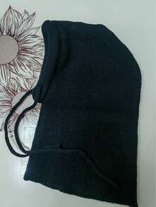 1pc Women Balaclava Hat With Drawstring Detachable Collar, Wool Blend Neck Warmer Ski Mask, Outdoor Thermal Face Cover Scarf Hood, Suitable For Winter Cold Protection, Muslim Hijab - Black - View 3