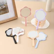 [Random Style Shipped] Heart-Shaped Mirror And Flower-Shaped Mirror, Heart-Shaped Travel Handheld Mirror, Mini Portable Comb Flower-Shaped Mirror, Heart-Shaped Makeup Handheld Mirror With Handle, Valentine's Day Gift Portable Travel Mirror, Small Solid Color Makeup Mirror, Pocket Makeup Mirror - Multicolor - View 8