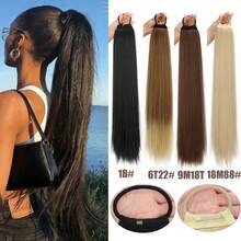 1 pieza Peluca con coletero, peluca de cabello liso y esponjoso con doble coleta para un aspecto juvenil, incluye ligas para el cabello, bandas de goma para el cabello, cuerda para el cabello, sujetadores elásticos para el cabello - Multicolor - Ver 1