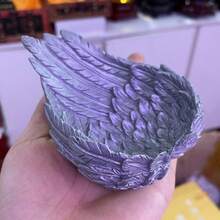 1件优雅波西米亚风带翼水晶球底座摆件 - 配黑色或金色底座，树脂羽毛形桌面家居装饰品