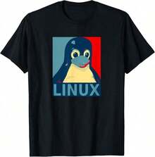 Camiseta de diseño gráfico Linux Tux Penguin - Negro - Ver 1