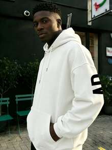 Men's Casual Sports Commute Versatile Apocalypse Print Thermal Lined Hoodie Sweatshirt - White - View 3