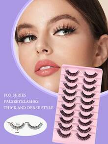 10 pares de pestañas postizas rusas rizadas y densas, con estilo rayado que se ven naturales, adecuadas para el escenario y fiestas - sin fragancia, se venden por pares - regalo para el Día de la Madre/Cumpleaños