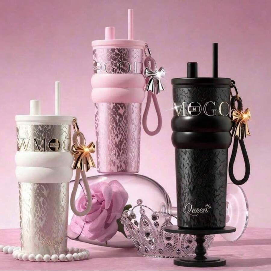 1pc High Beauty Insulated Cold Cup 316 Stainless Steel Tea Cup Outdoor Car Straw Water Cup Coffee Cup