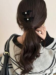 6pcs Flocked Red Bow & Faux Pearl Duck Clip Bangs Clip Side Clip Hair Clips For Girls And Women, Claw Clips, Hair Slide, Hair Barrettes - Multicolor - View 8