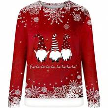 Sudaderas para Mujer de Navidea Camisetas de Manga Larga para Mujer Camisas Casuales con Cuello en V Loose Fit Sudadera Navidad Mujer Jersey Navideo Feo Sudaderas Navideas Mujer Divertido - ZZ05-Rojo + CH - Ver 3