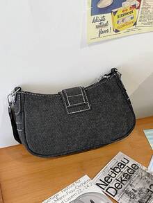 Nueva interpretación de diseño pequeño de bolso de estrella y media luna. Moda de tela con textura de cadena. Destacado para llevar debajo del brazo o en la mano. Uso dual, apto para múltiples escenas. Estilo dulce y moderno, todo a juego. Ligero y se ajusta bien al rostro. Práctico. - Negro - Ver 8