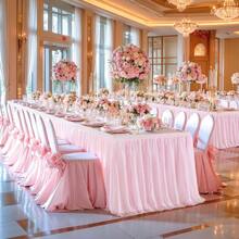 2 Pack Pink Tulle Table Cloth For Rec Tables 6FT Ruffle Tutu Stretch Fitted Tablecloths Wrinkle Free Tulle Tutu Skirt Table Cover For Party Wedding Girls Birthday  Bridal Shower - 粉色 - 查看 7