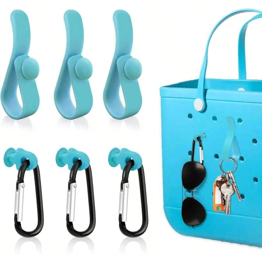 6Pcs Key Holder, Insert Hooks Accessories Beach Bag, Carabiner Keychain Charm All Size Bogg Bags - màu xanh lá - Xem 1