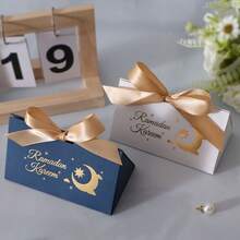 10pcs EID Mubarak Black Gift Boxes Paper Party Treat Bags Small Business Candy Cookie Favors Packaging Box Eid Al-Fitr Gifts - Triangular Box - View 3