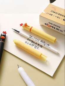 4pcs Cute Chick-Shaped Ball Pen, Neutral Pen 0.5mm,Quick-Drying Black Pen For Study - One Size - View 7