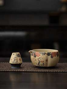 2/4/5件套复古蓝白瓷抹茶茶具，猫咪香氛图案，包含带嘴抹茶碗、竹制抹茶筅、抹茶勺、筅架、不锈钢筛网（用于抹茶茶道），礼品 - 彩色 - 查看 2