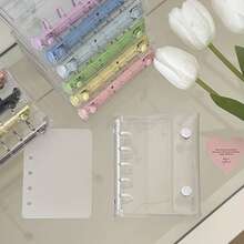 M5 Multi-Color Macaron Loose Leaf Shell And Inner Pages, Loose Leaf Storage Book, Replaceable Inner Pages, Suitable For Office Storage, Photo/Postcard Storage, School Supplies - Clear - View 2