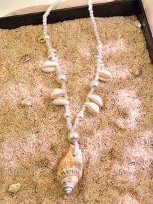 1件休闲贝壳吊坠项链，适合女性海滩度假佩戴 - 海螺吊墜項鍊 - 查看 5