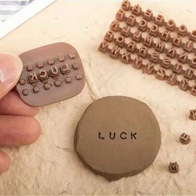 Letter Stamps For Clay, Alphabet Number Pottery Stamp Set Ceramic Polymer Clay Tools Small Press Fondant Embosser Letter Stamps DIY Cookie Cutters