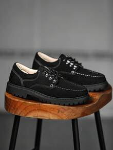 Autumn/Winter Fashion Classic Casual Leather Shoes, Retro British Style Elevated Work Boots, Men's Niche Minimalist Thick Sole Comfortable Business Commute Outdoor Sports Versatile Lifestyle Casual Shoes, Youth Maillard High-End Boots