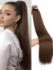 1 pieza Peluca con coletero, peluca de cabello liso y esponjoso con doble coleta para un aspecto juvenil, incluye ligas para el cabello, bandas de goma para el cabello, cuerda para el cabello, sujetadores elásticos para el cabello - Multicolor - Ver 10