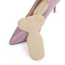 Women's O-Shaped 2-In-1 Thick Anti-Slip Gel Heel Pads, Self-Adhesive Heel Cushion Shock Absorbing T-Shaped Stickers - Black - View 3