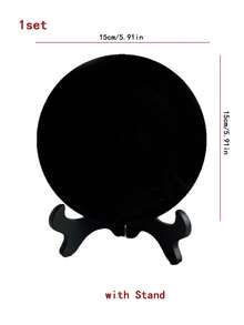 1 Set Crystal Obsidian Scrying Mirror, Round Feng Shui Mirror With Stand, Suitable For Divination, Meditation, Healing, Feng Shui - Black - View 10