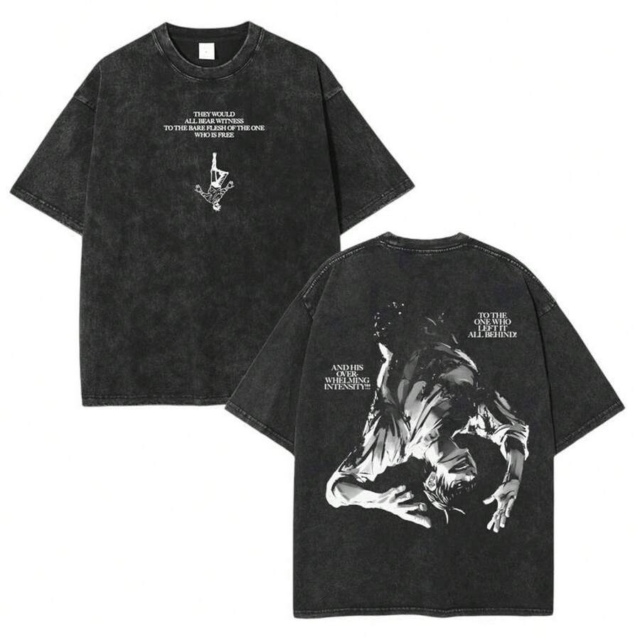 Fushiguro Toji Vintage Washed Tee - Unisex Cotton Graphic Shirt| Perfect Gift For Anime Fans Dress Love - 黑色 - 查看 1