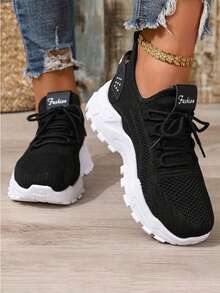 Four Seasons Women's Breathable Low-Top Casual Sneakers Comfortable Soft-Soled Shoes For Women - màu đen - Xem 3