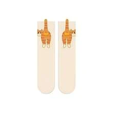 Calcetines de gato con bolitas peludas, Algodn 3D, Divertidos calcetas de gato con bolitas, Regalos novedosos para amantes de los gatos, Ropa cmoda y linda para el da - blanco - Ver 1