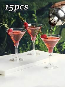 15 pezzi 150ml Eleganti bicchieri di plastica trasparente per champagne, design moderno e minimalista. Tazze per mousse e torte, ideali per realizzare torte e dessert estivi. Perfetti per servire cocktail, champagne e dessert. Riutilizzabili, tazze perfette per feste, matrimoni, San Valentino e altro ancora.