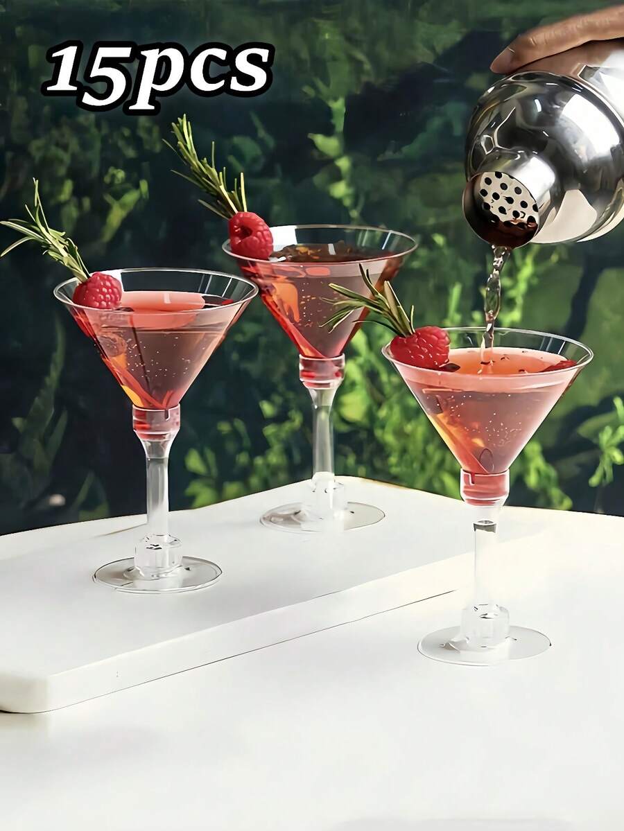 15 pezzi 150ml Eleganti bicchieri di plastica trasparente per champagne, design moderno e minimalista. Tazze per mousse e torte, ideali per realizzare torte e dessert estivi. Perfetti per servire cocktail, champagne e dessert. Riutilizzabili, tazze perfette per feste, matrimoni, San Valentino e altro ancora.